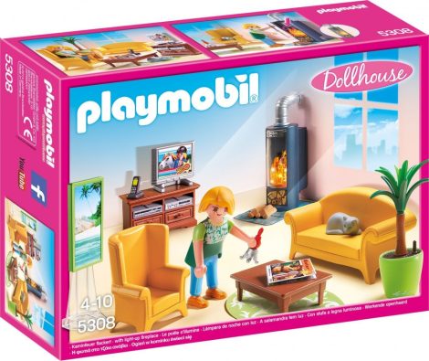 Playmobil Dollhouse 5308 Babaház - Nappali kandallóval