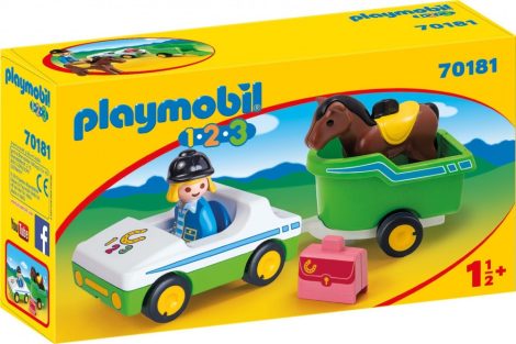 Playmobil 1.2.3 70181 Autó lószállítóval